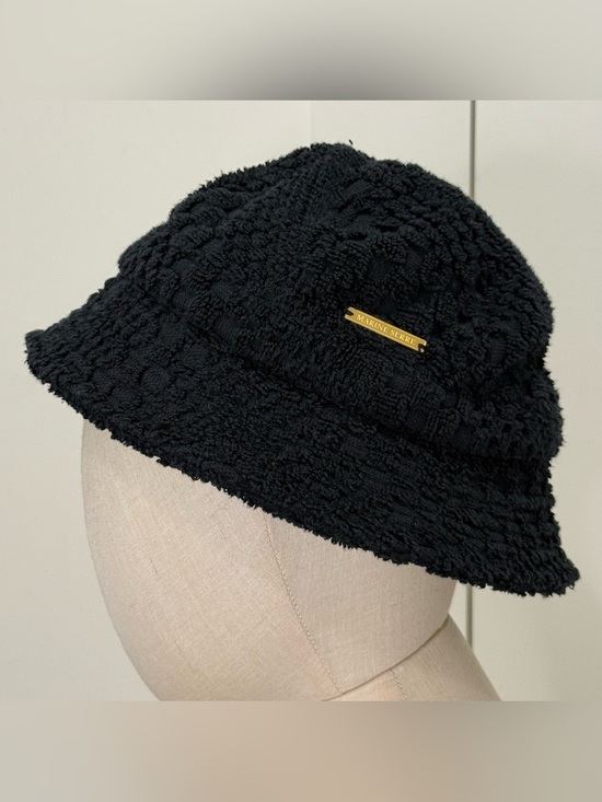 Marine Serre Terry Cloth Bucket Hat Small Black Y2K Minimal Beach Trendy Chic main image 5